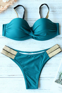 Leaf Print Bandeau Push Up Bikini